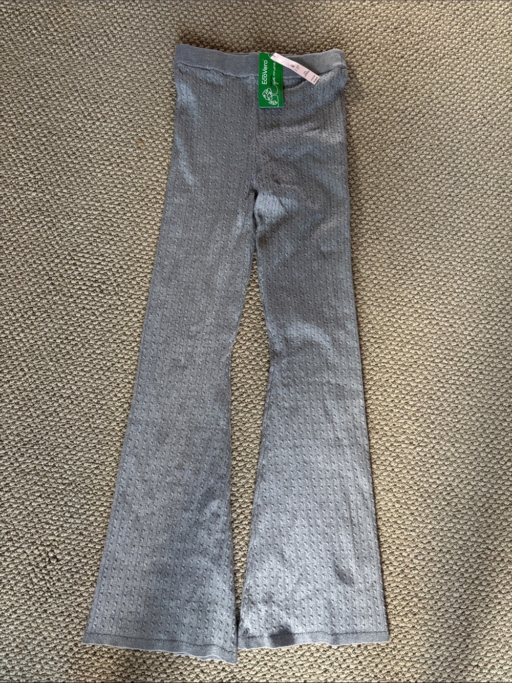 Gray Knit Flare Leggings